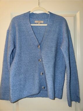Loft Cornflower Blue V-neck Knit Cardigan